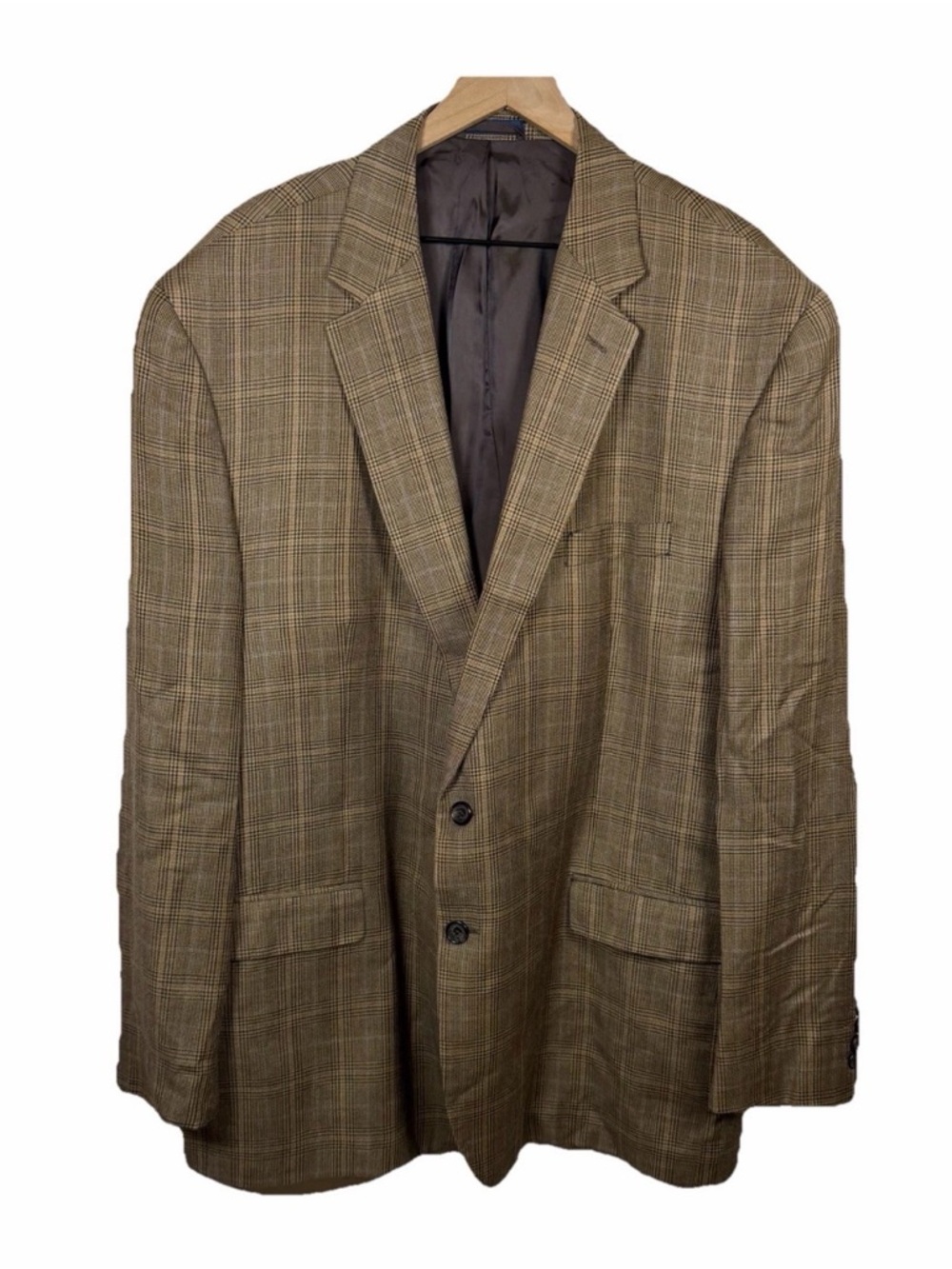 Ralph Lauren Blazer 52L Brown Glen Plaid Silk Wool Cashmere Elbow Patch Classic